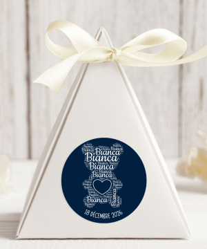 Nounours Autocollant, Rond, Police blanc , 3 Formats, 3 Quantités, Couleur Marine