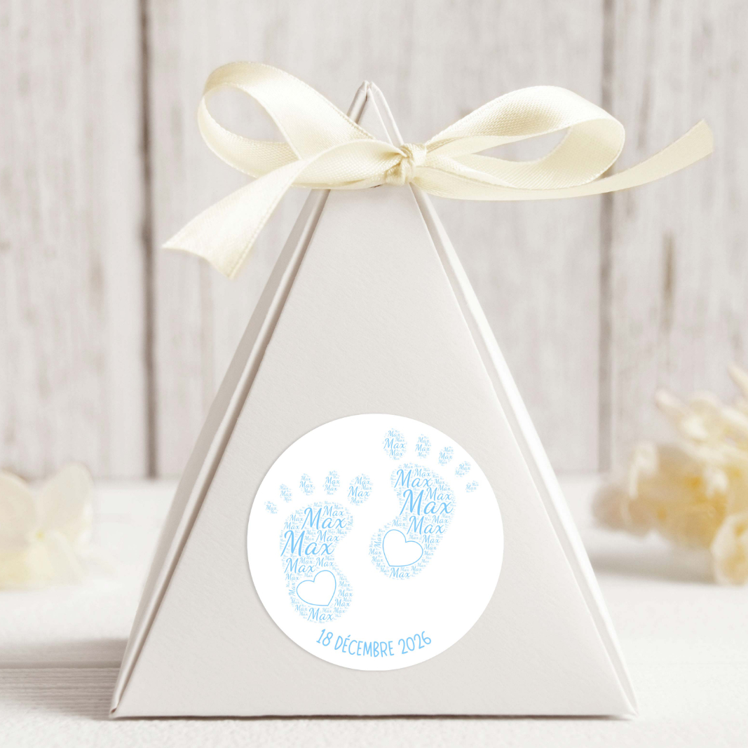 Petit Pieds Autocollant, Rond, 3 Formats, 3 Quantités, Couleur Bleue BB